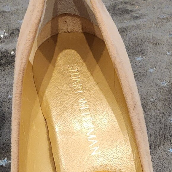 Stuart Weitzman Beige Suede Anna Cork Wedge Platform Peep Toe Pumps Size 9 - Picture 2 of 13